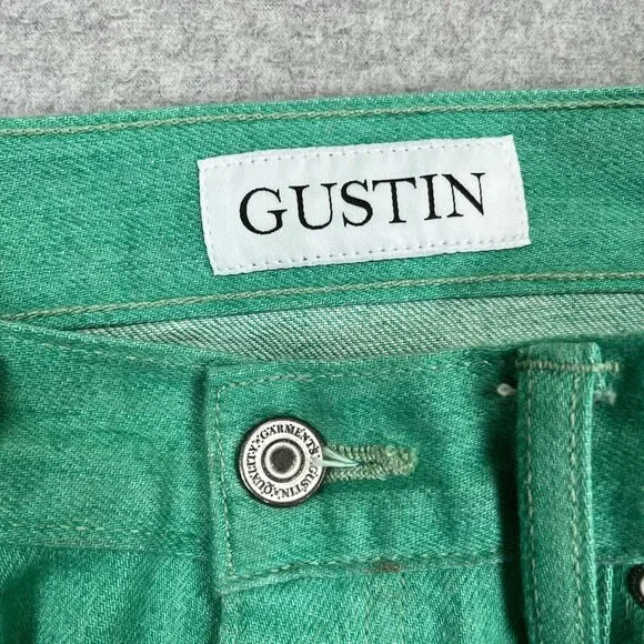 GUSTIN Selvedge Jeans Mens 31x32 Green Seafoam Stretch California Raw Japan 396 - Picture 12 of 15